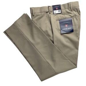 Saddlebred Mens Comfort Waist Straight Fit Dress Pants Parchment Beige 34x30 NEW